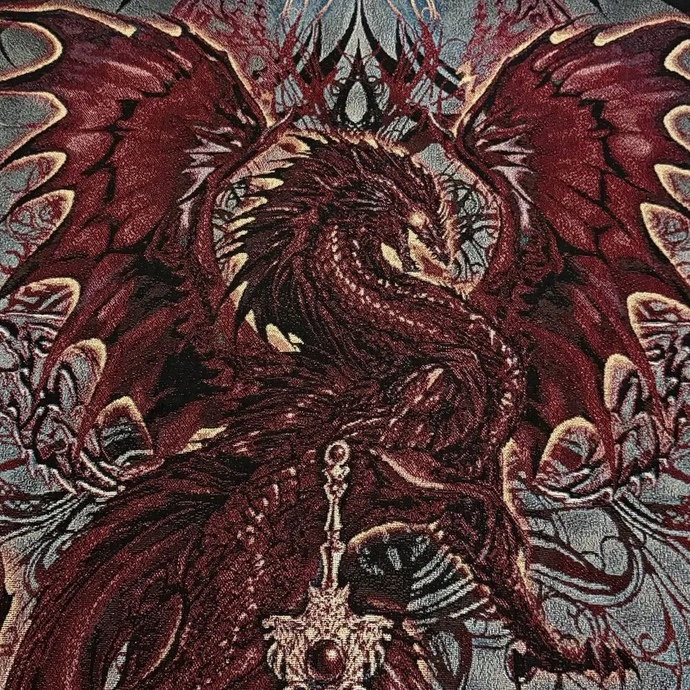 Ruth Thompson Bloodblade Fantasy Dragon Woven Tapestry Throw Blanket 71x53 Goth